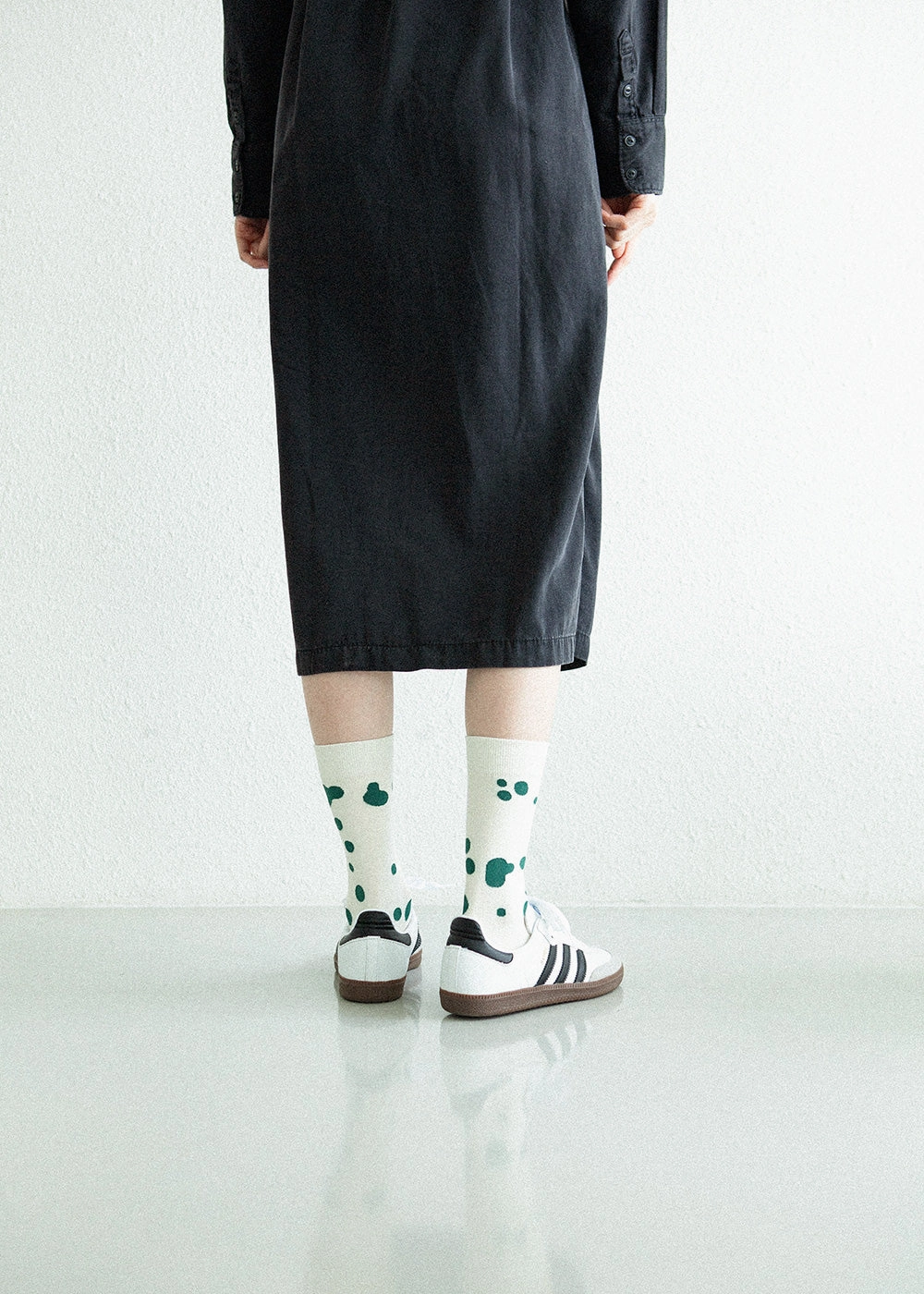 Women's Dalmatian Pattern Socks - Green & Ivory