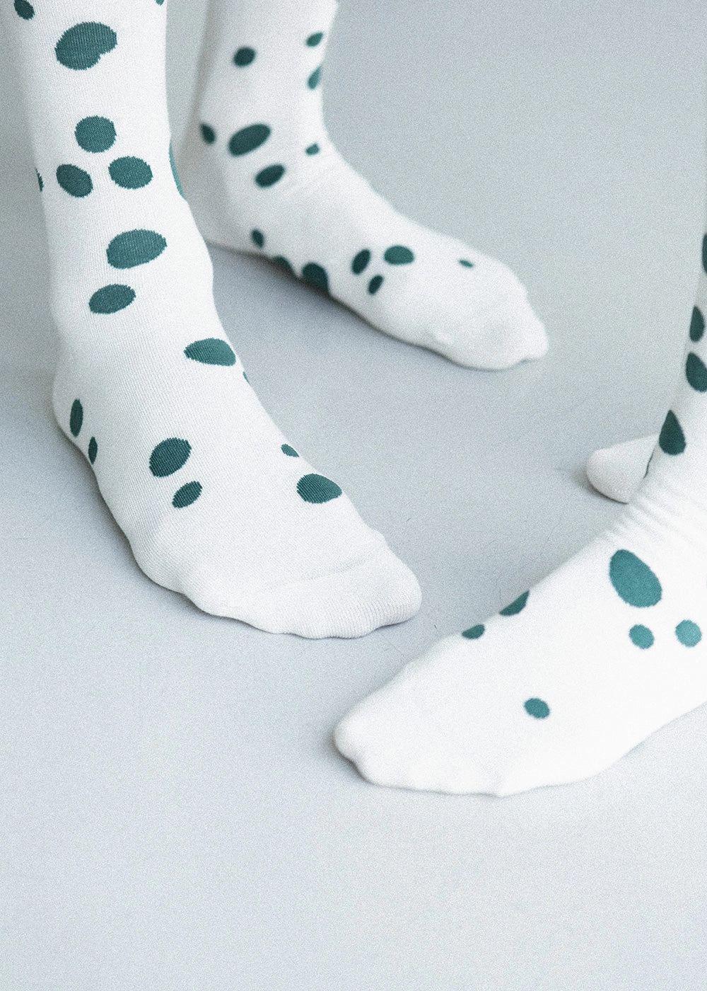 Women's Dalmatian Pattern Socks - Green & Ivory
