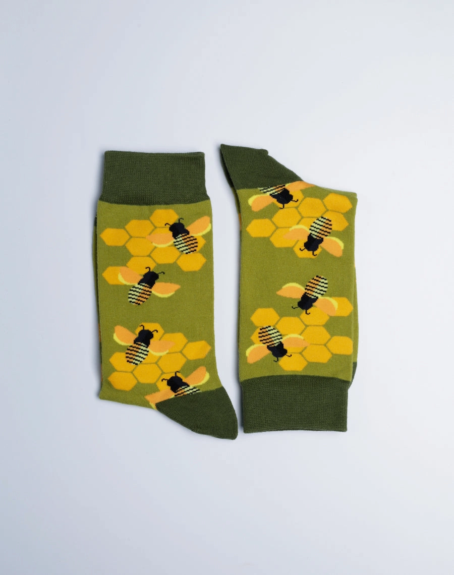 Women's Honeycomb Bee Crew Socks