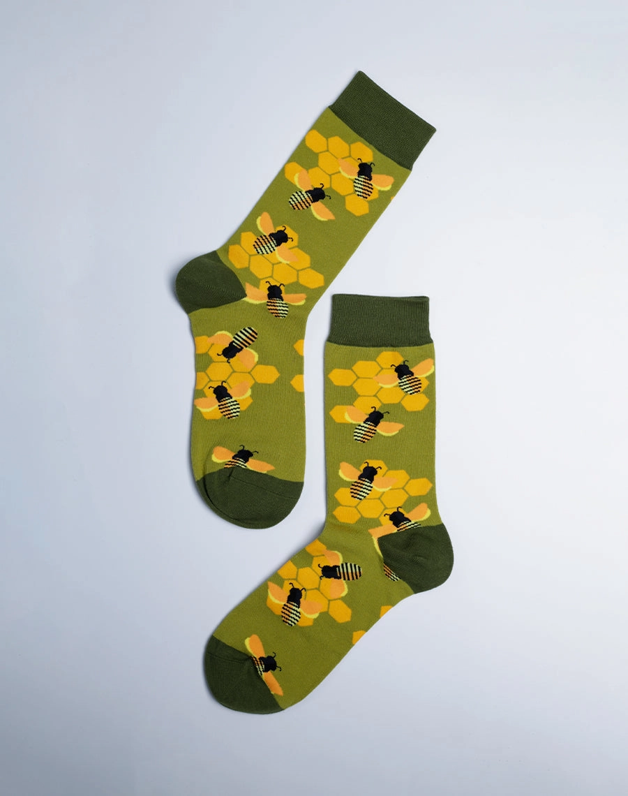 Women's Honeycomb Bee Crew Socks