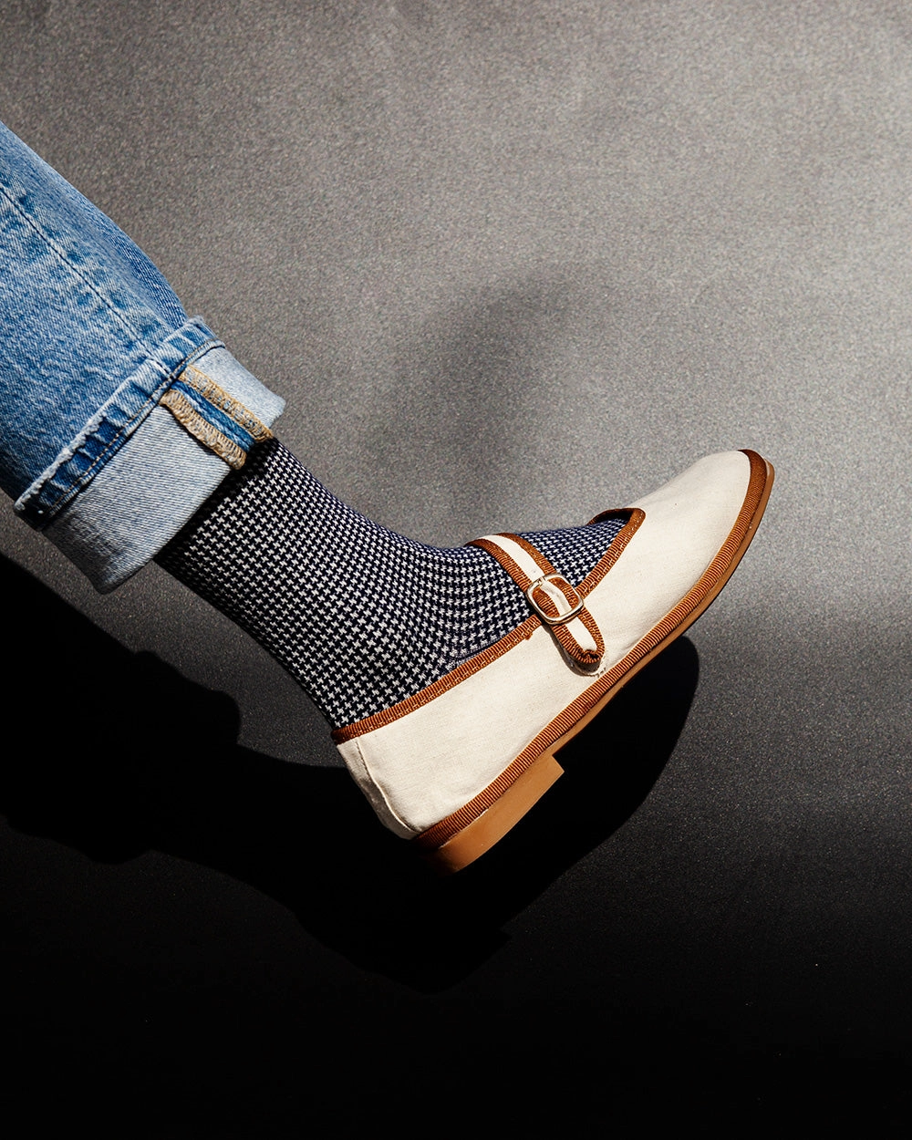 Women's Houndstooth Socks - Navy & White