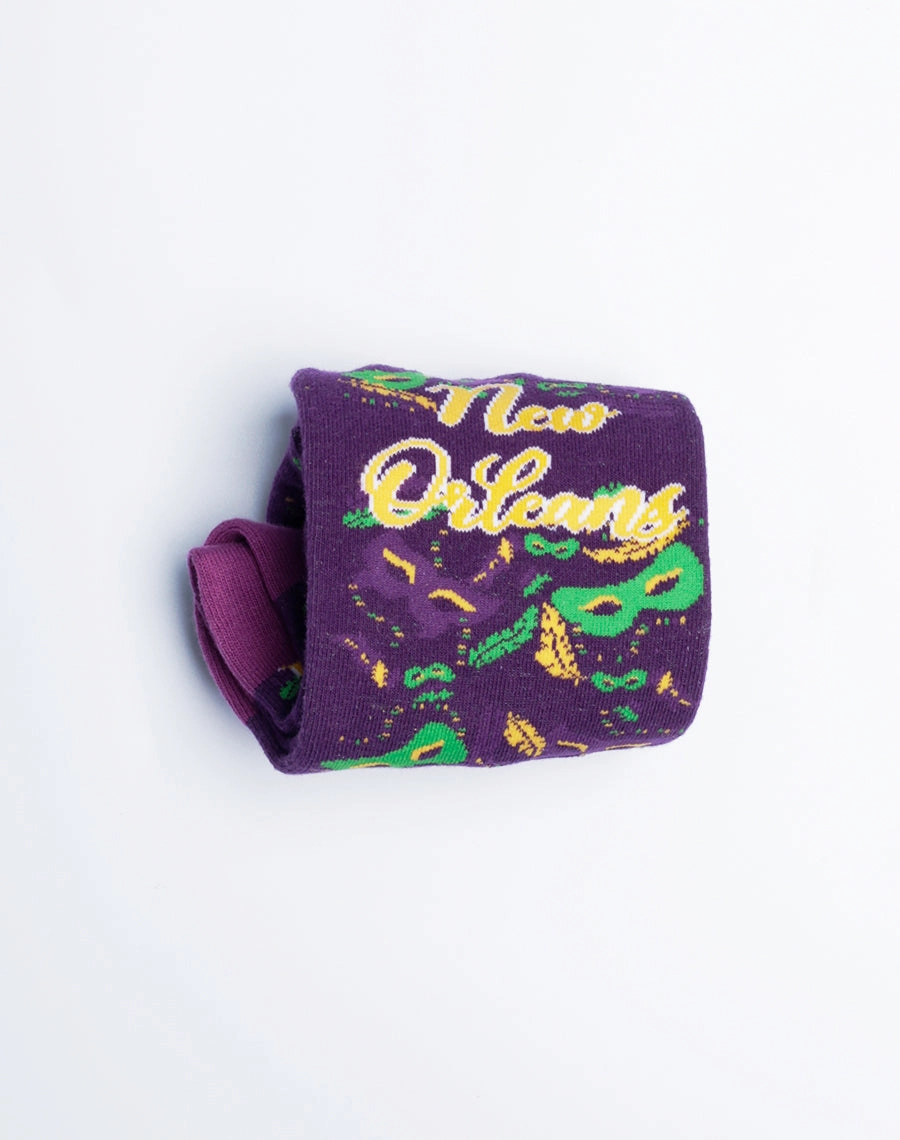 Women's New Orleans Mardi Gras Masquerade Crew Socks