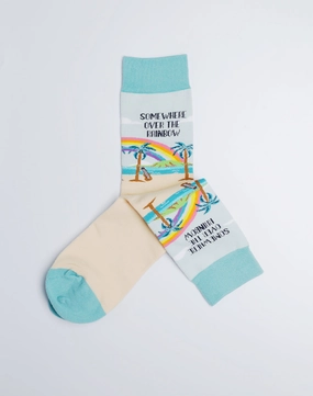 Women's Somewhere Over The Rainbow Tropical Crew Socks