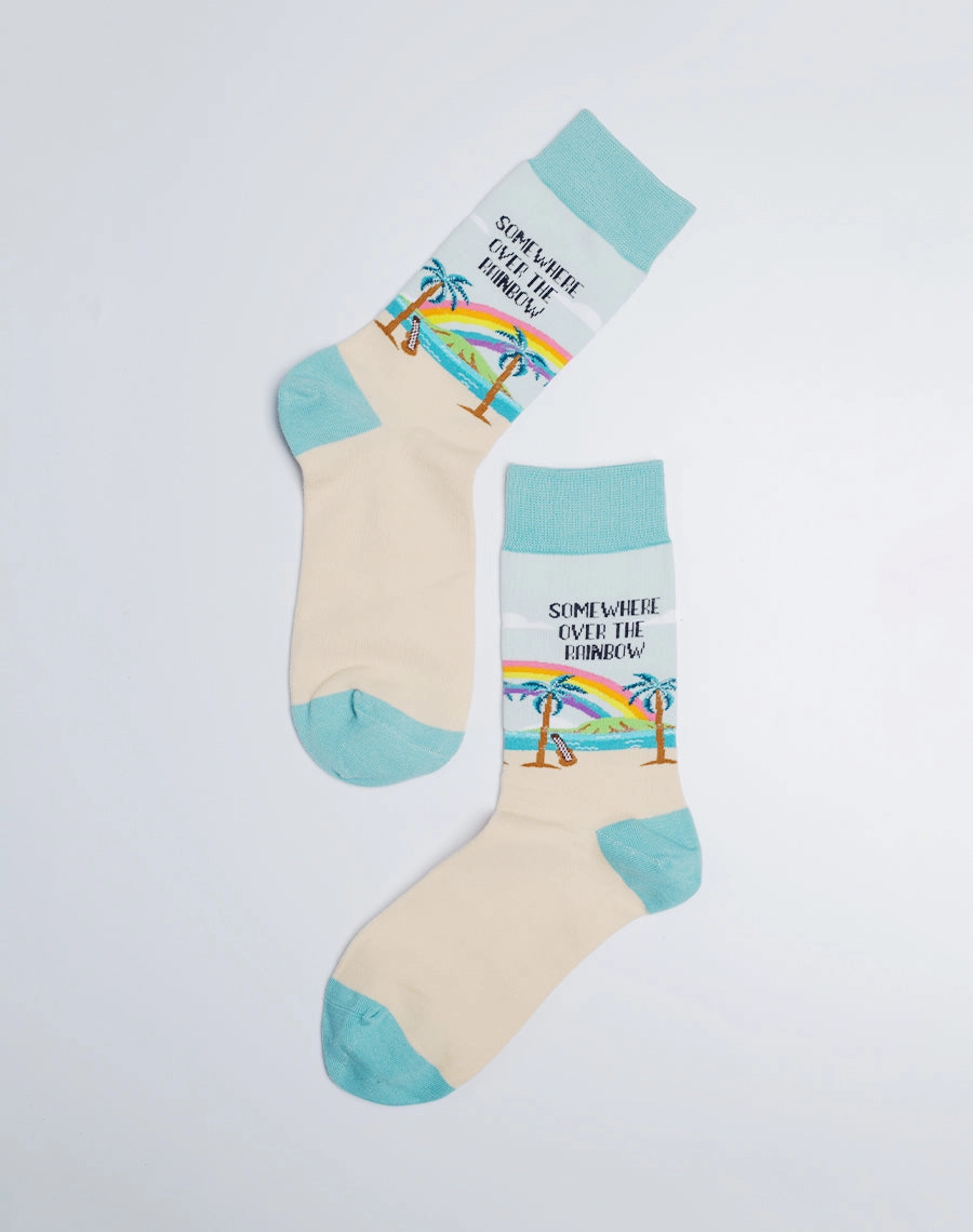 Women's Somewhere Over The Rainbow Tropical Crew Socks