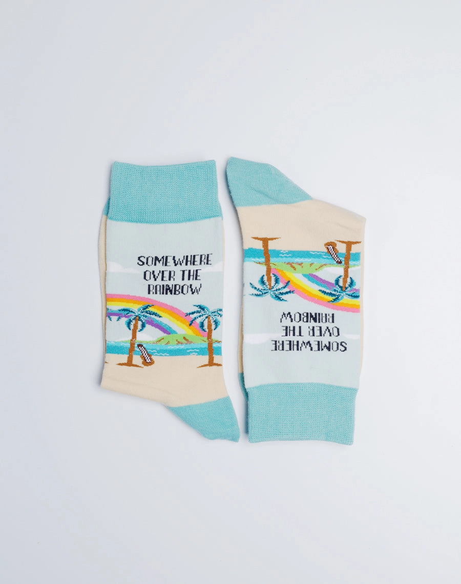 Women's Somewhere Over The Rainbow Tropical Crew Socks