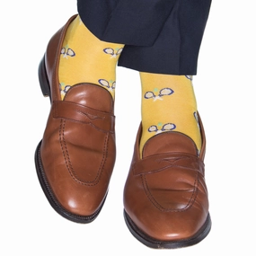 Yolk w/Clematis Blue Tennis Racquet and Green Ball Cotton Sock Linked Toe OTC