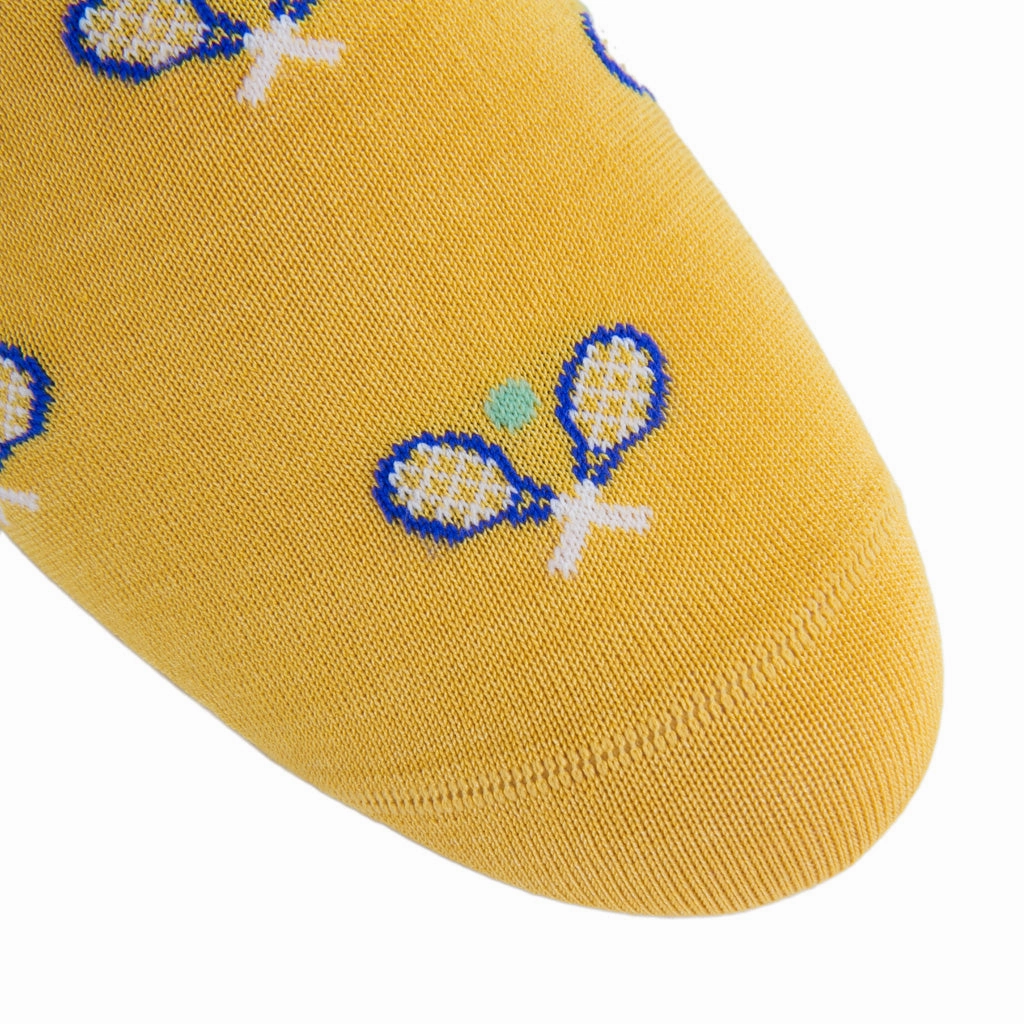 Yolk w/Clematis Blue Tennis Racquet and Green Ball Cotton Sock Linked Toe OTC