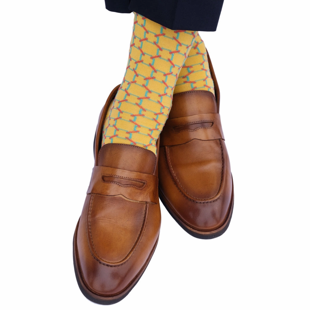 Yolk with Ceramic and Coral Circles Cotton Sock LInked Toe OTC