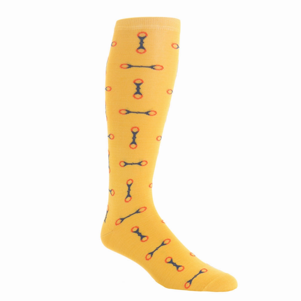 Yolk with Indigo Blue and Red Horsebit Cotton Sock Linked Toe OTC