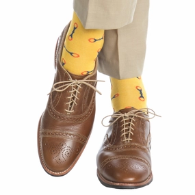 Yolk with Indigo Blue and Red Horsebit Cotton Sock Linked Toe OTC
